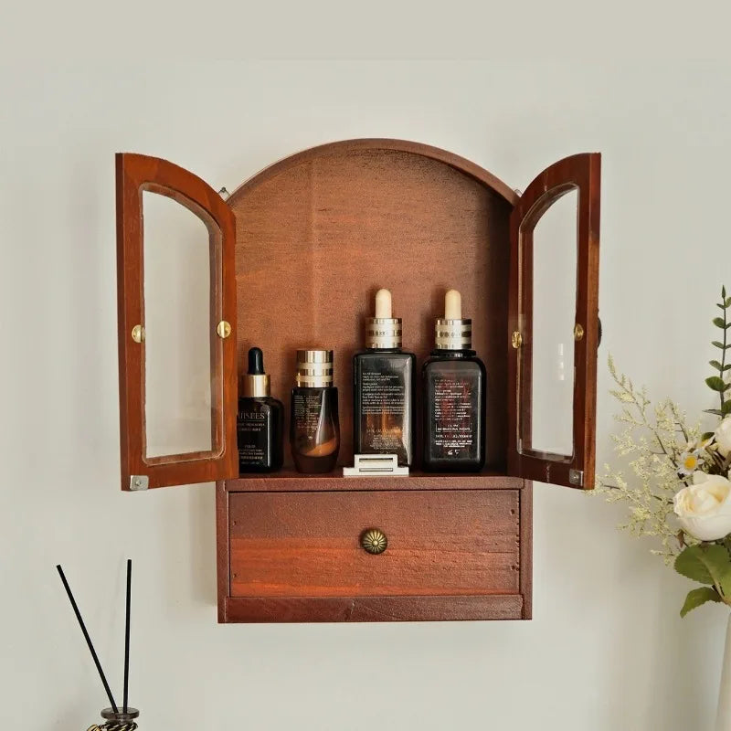Wall Mounted Wooden Storage Cabinet & Drawer Organizer Shelf Wall Storage Cabinet Axl