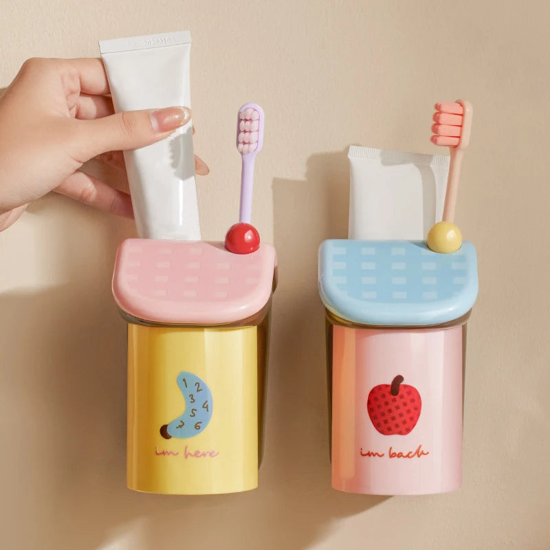 Magnetic Wall-Mounted Toothbrush Holder & Mouthwash Cup Toothbrush Holder Axl