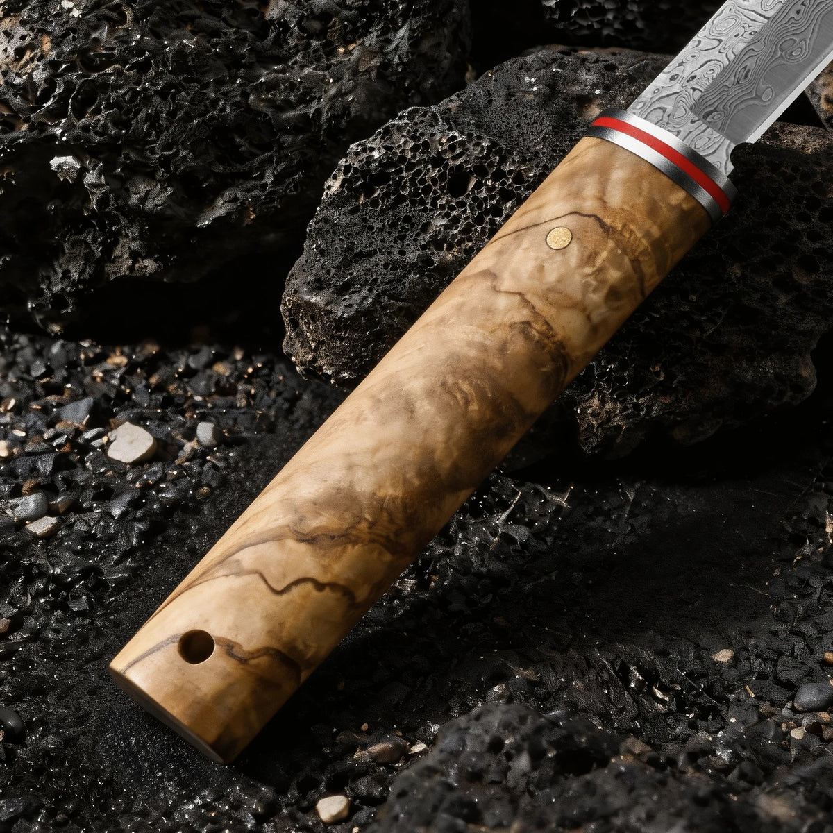 PLYS Damascus Steel Chef Knife – 9.5" Wood Handle Carving Knife Damascus Chef Knife Axl