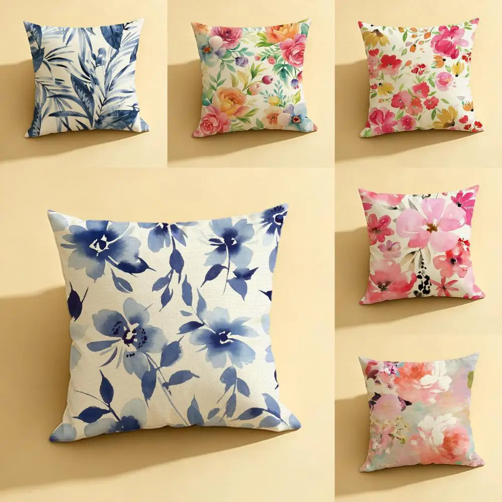Floral Print Linen Cushion Covers – Sofa, Bed & Chair Décor Linen Cushion Cover Axl
