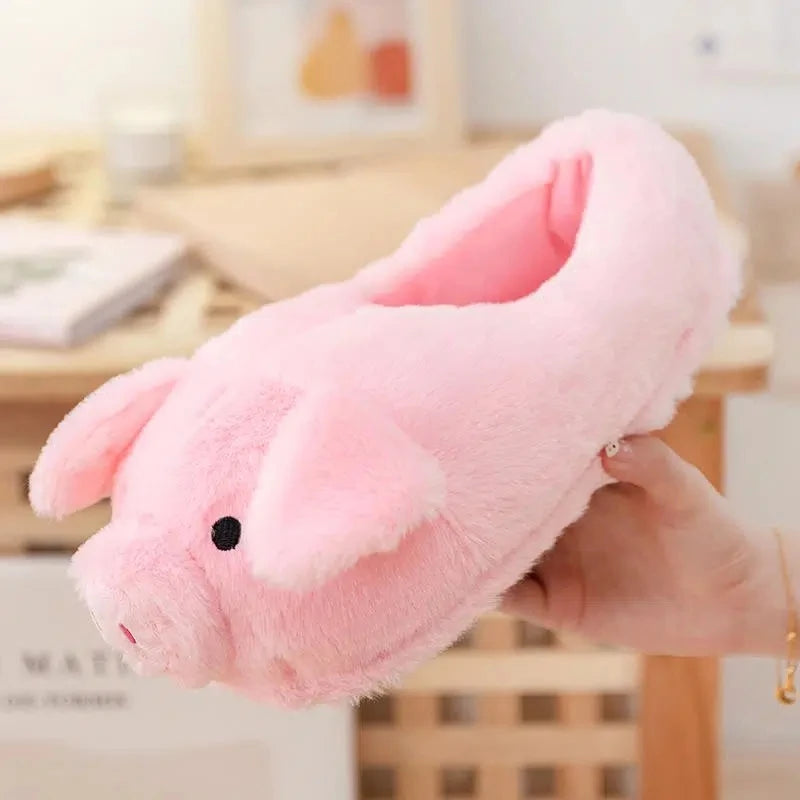 Women's Fluffy Pig Slippers – Cute Cartoon Animal Slides Novelty House Slippers Axl