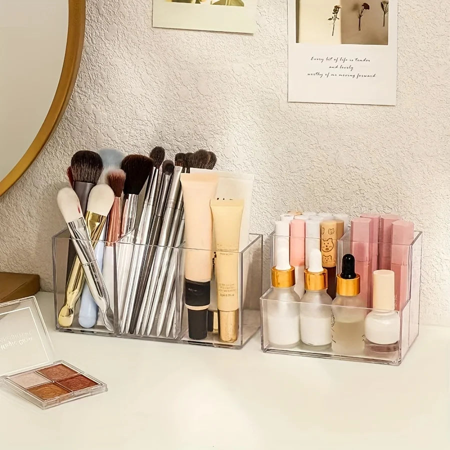 Acrylic Makeup Brush Holder – 3-Slot Cosmetic Organizer Cosmetic Organizer Axl
