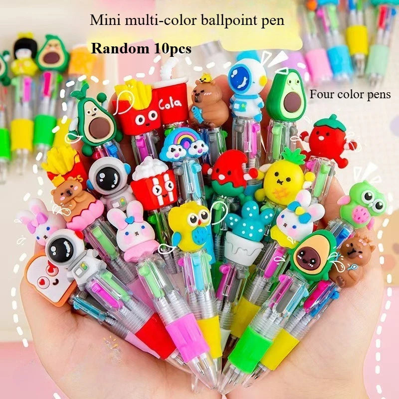 4-in-1 Multicolor Ballpoint Pens – Fun Party Favors & Gifts Multicolor Ballpoint Pen Axl Multi-Colored Cartoon random 10pcs