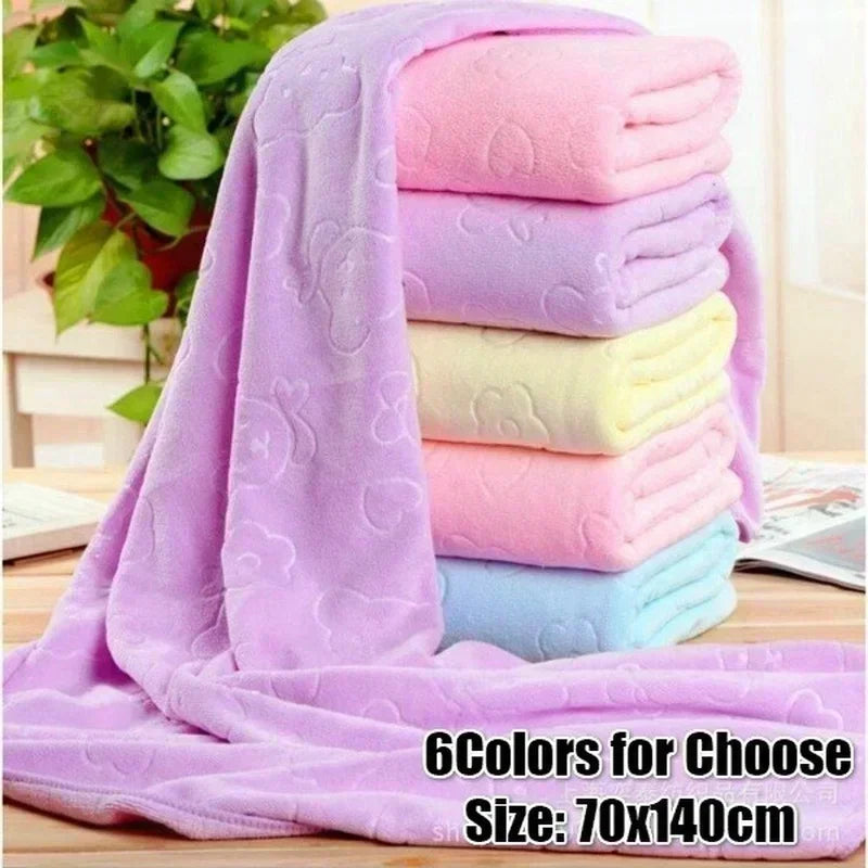 Microfiber Embossed Bear Bath Towel 70×140cm | Soft & Absorbent Microfiber Bath Towel Axl