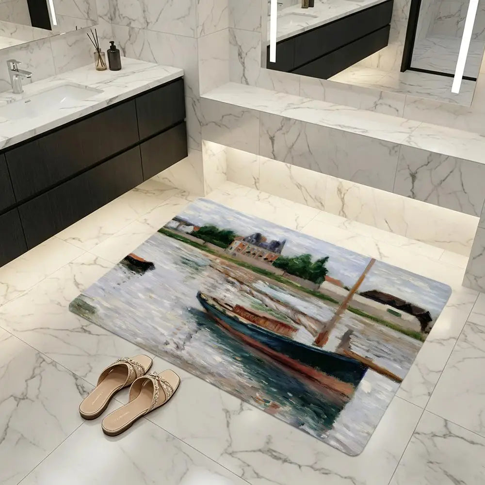 Diatomite Bath Mat – Quick Dry Anti-Slip Caillebotte Art Floor Mat Diatomite Bath Mat Axl