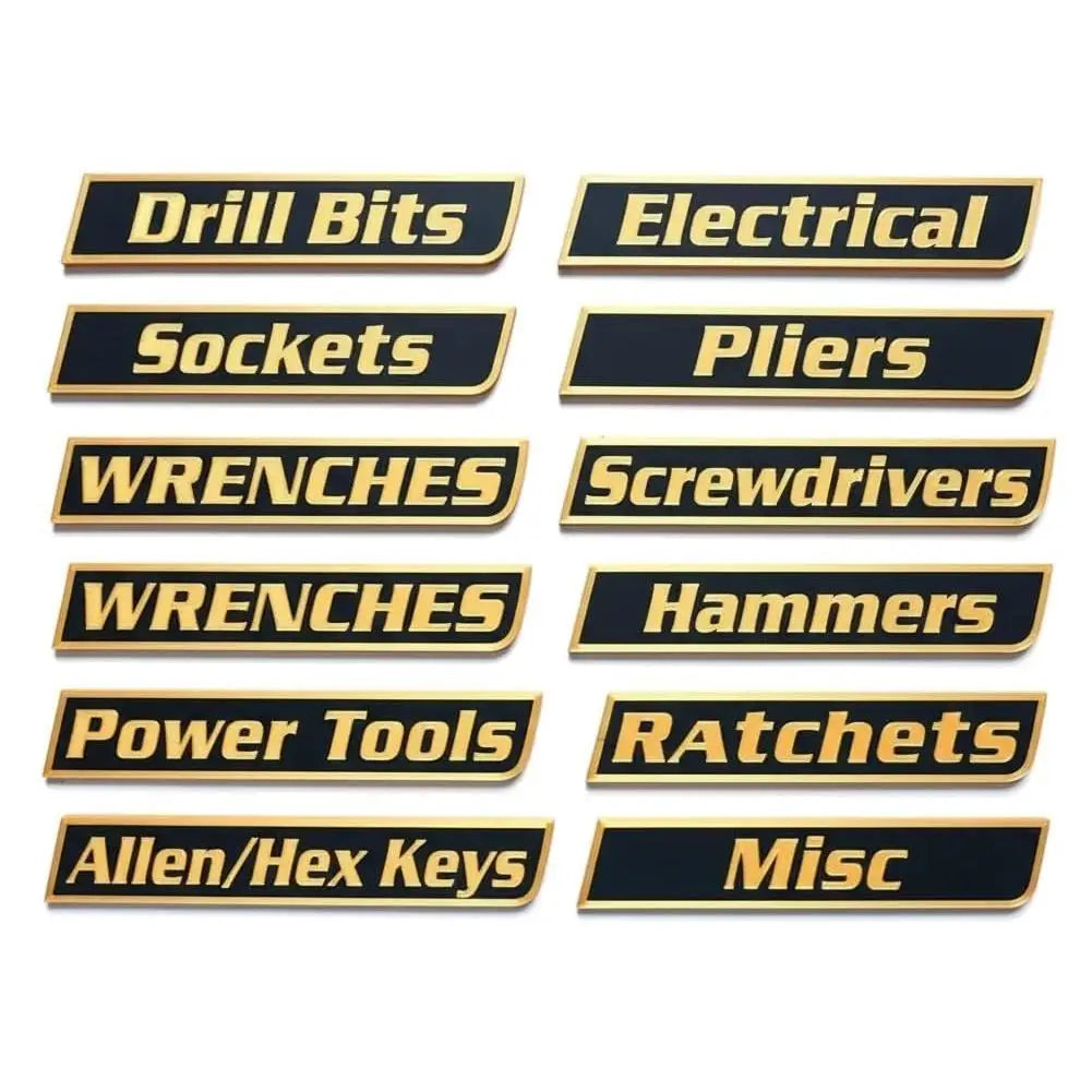 12-Piece Magnetic Toolbox Drawer Labels | 3D Bold Organizer Tool Organizer Labels Axl D