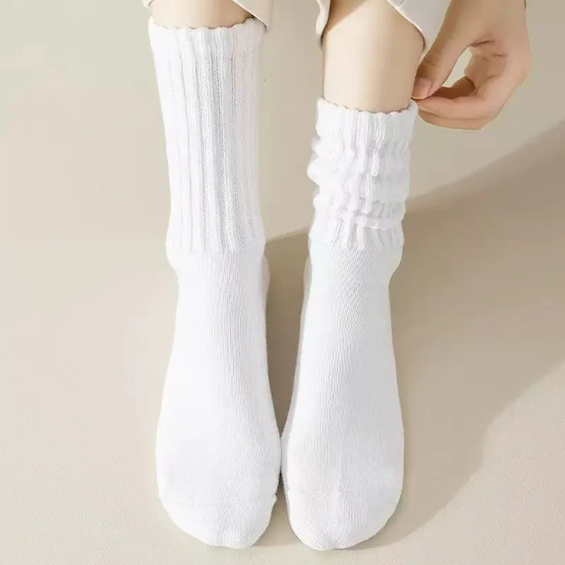 3 Pairs Women's Pleated Bubble Socks – Lolita Mid-Length Fashion Socks Axl