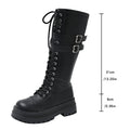 Women's Platform Knee-High Boots – Gothic Lace-Up Punk Style Platform Knee Boots Axl Black 35