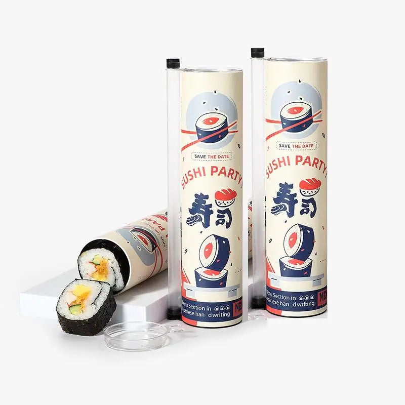 3-Pack Sushi Push Box with Sauce Straw | Bento Paper Mold Sushi Push Box Axl