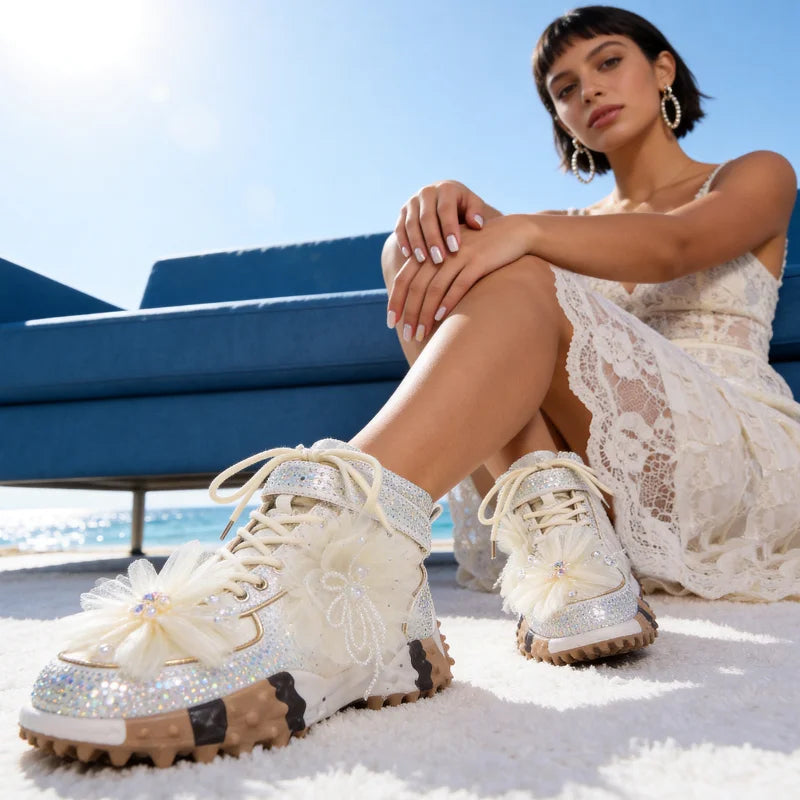 YEAE Rhinestone High Top Platform Sneakers for Women Platform Sneakers Axl