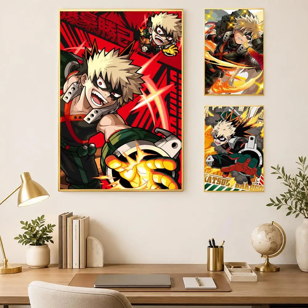 Katsuki Bakugo Self-Stick HD Waterproof Anime Wall Poster Anime Wall Poster Axl