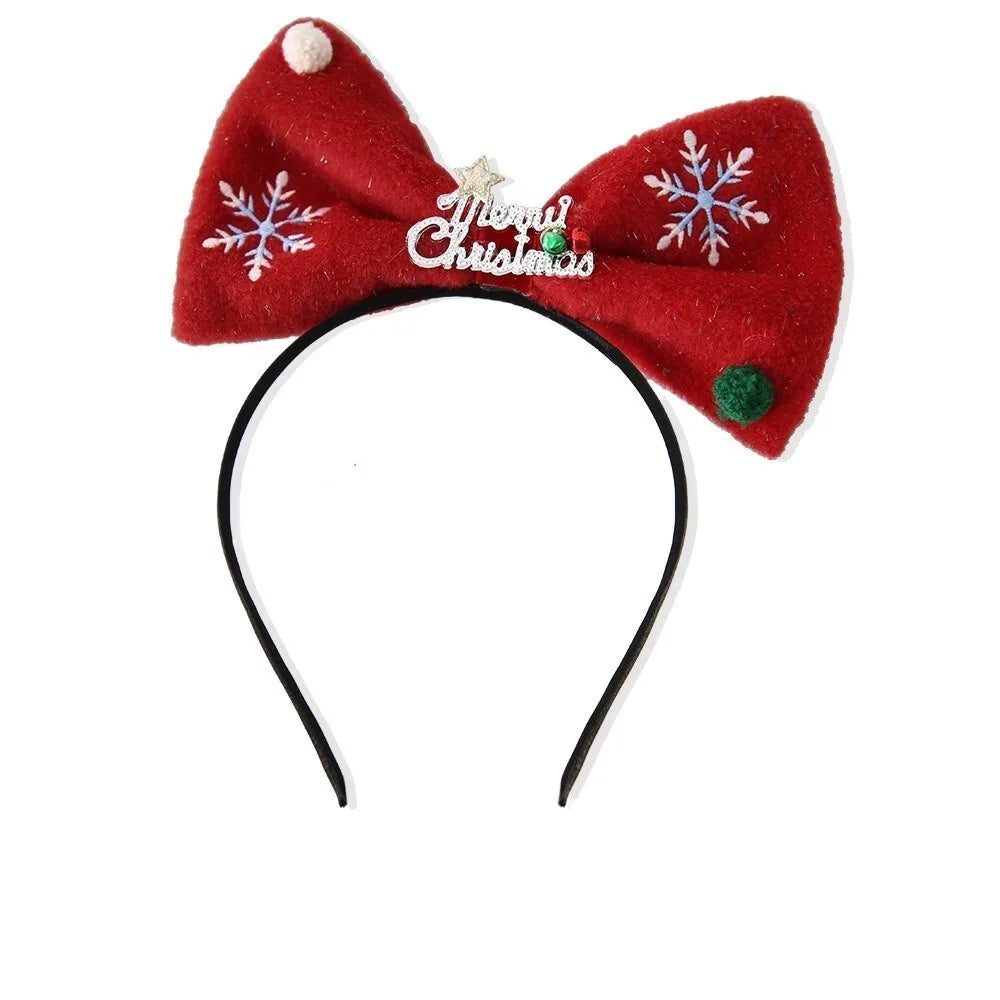 Sequin Bowknot Christmas Headband – Korean Style Hair Hoop Holiday Headband Axl Style C