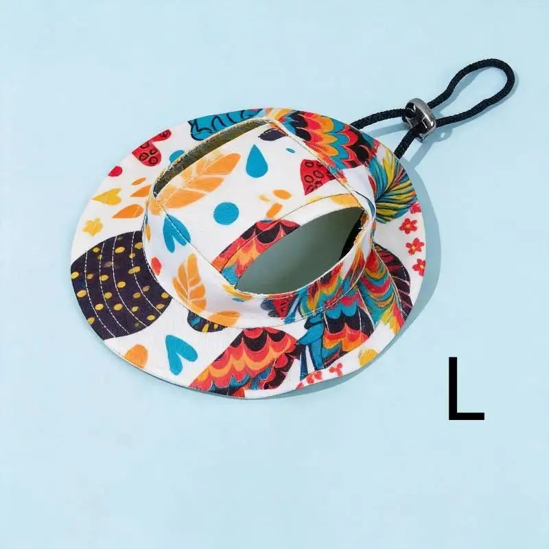 Pet Cowboy Hat with Ear Holes | Sun Hat for Cats & Small Dogs Pet Hat Accessory Axl multicolor L