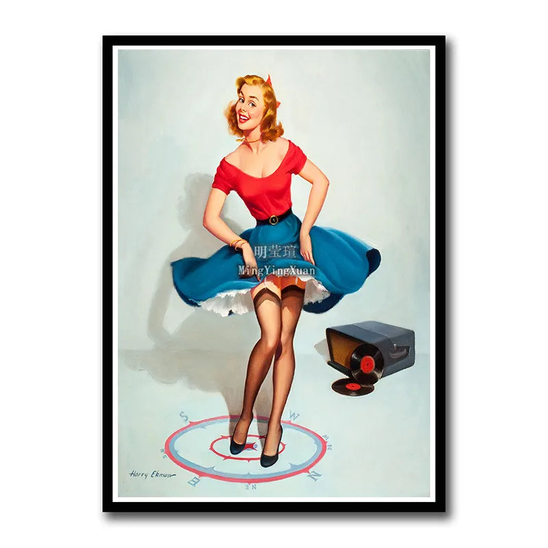 WWII Retro Girl Movie Poster – Vintage Wall Art Home Decor Retro Wall Poster Axl 11 42x30cm