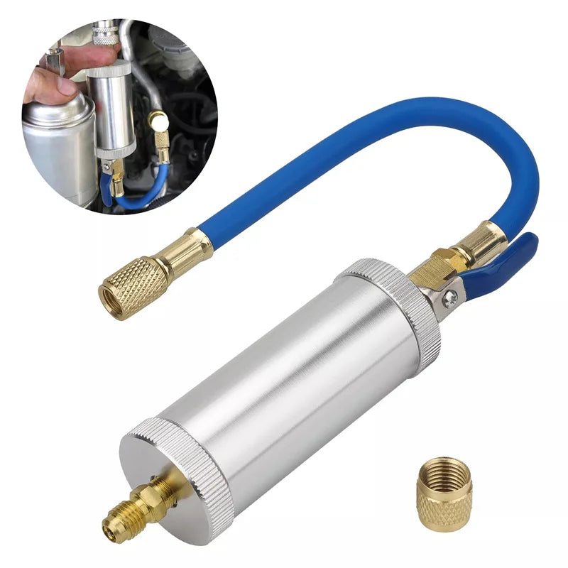 AC Oil & Dye Injector Kit – R134A R12, 2oz Brass, 1/4" SAE AC Dye Injector Tool Axl