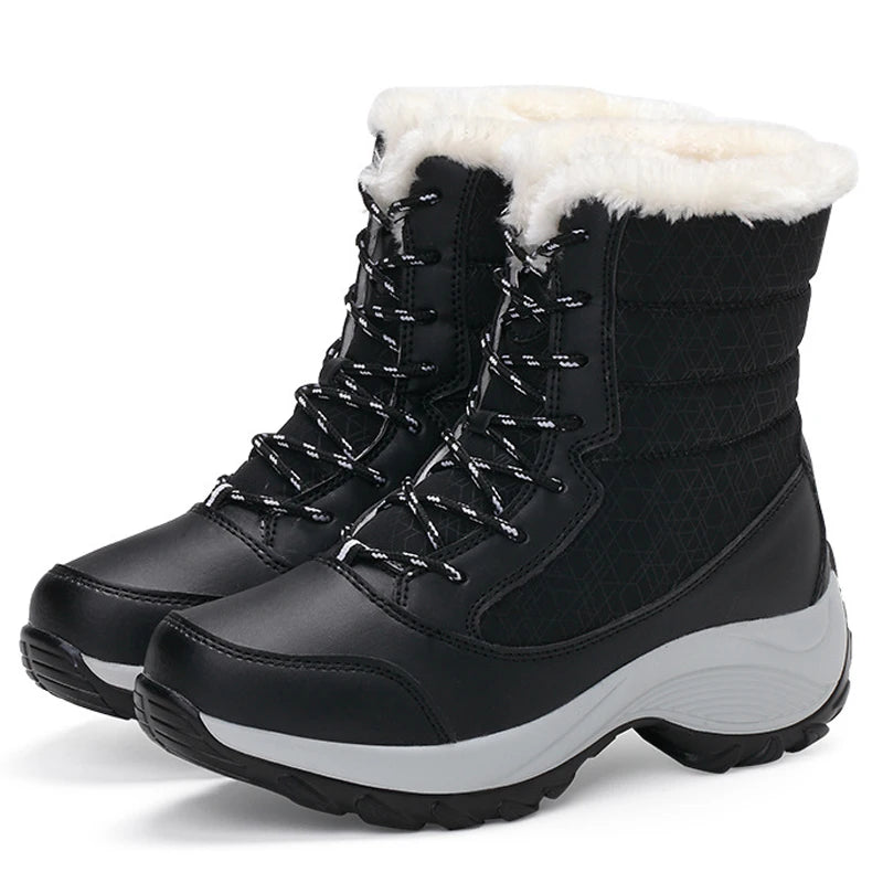 AZGB Women's Waterproof Snow Boots – Chunky Platform Ankle Women's Snow Boots Axl black 42