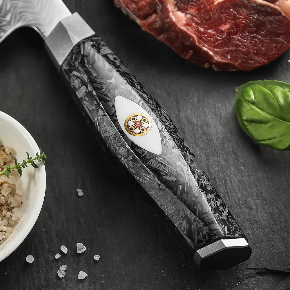 XINZUO Damascus Knife Set 2–7 PC | 145-Layer M390 Steel & Carbon Fiber Damascus Knife Set Axl