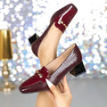 Women's Square Toe Block Heel Pumps – Party & Dress Heels Block Heel Pumps Axl Burgundy 41