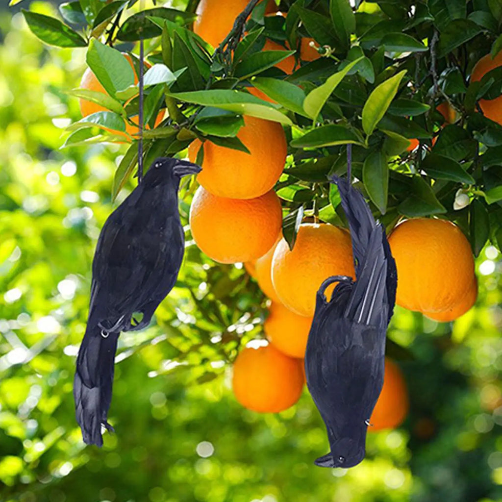 Hanging Crow Decoy with Feathers | Halloween Garden Bird Prop Halloween Garden Prop Axl