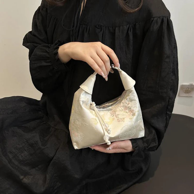 Chinese Embroidery Canvas Handbag – Women's Shoulder Crossbody Tote Embroidery Canvas Handbag Axl