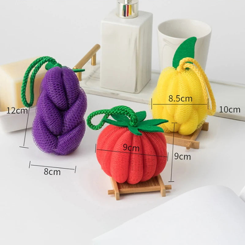 Fruit & Veggie Bath Sponge – Soft Non-Shedding Bubble Ball Bath Sponge Axl