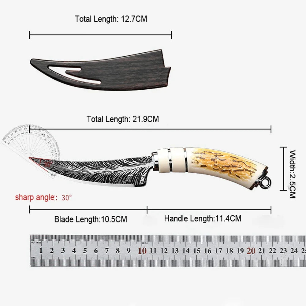 Damascus Curved Kitchen Knife – Sharp Stainless Steel Fruit Knife Damascus Kitchen Knife Axl