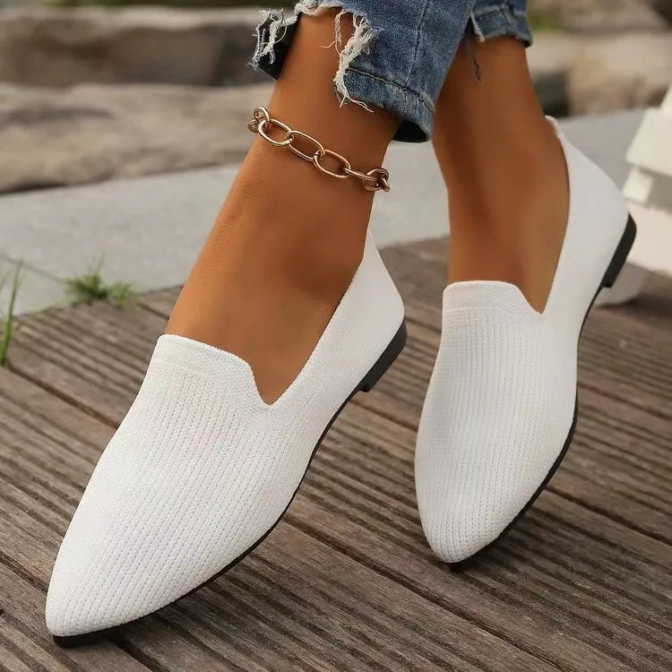 Women's Knit Ballet Flats – Pointed Toe Slip-On Loafers Ballet Flat Shoes Axl