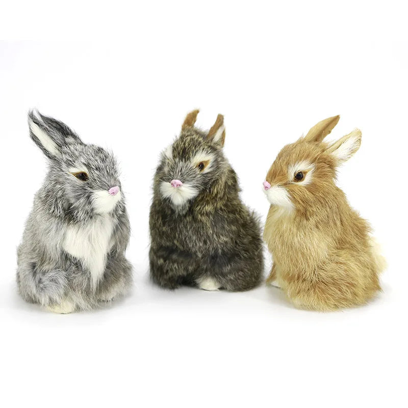 Lifelike Faux Fur Rabbit Figurine – Home & Office Décor Decorative Figurine Axl