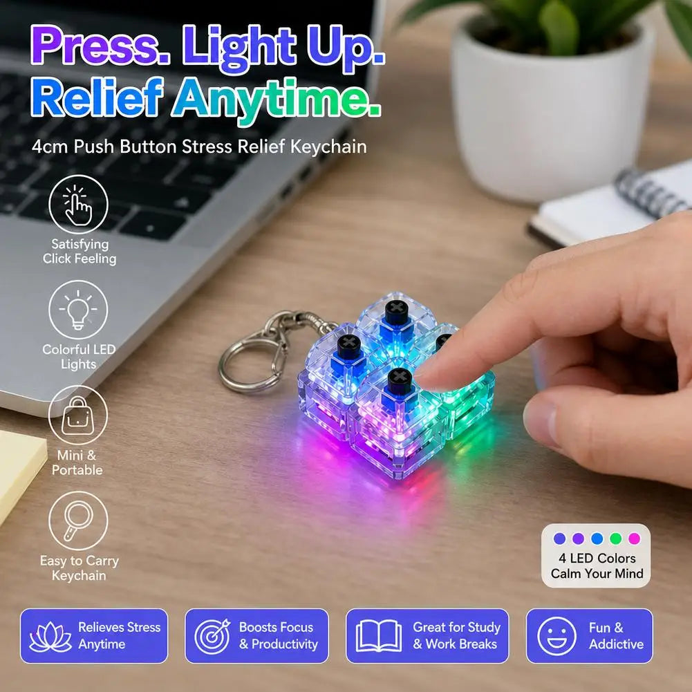 LED Keycap Fidget Keychain | Clicky Mechanical Switch Charm Fidget Keychain Axl
