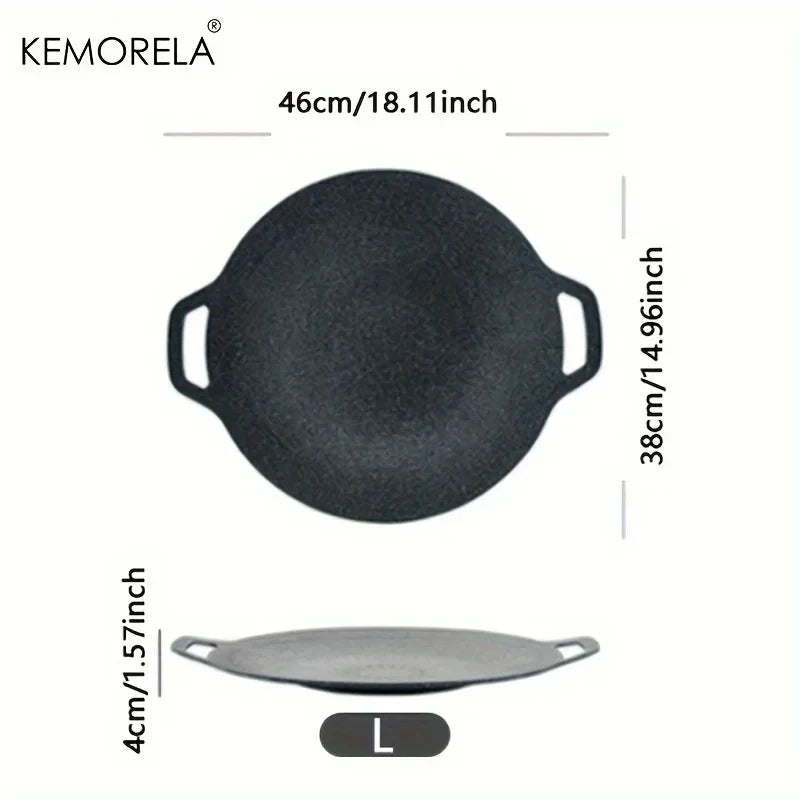 KEMORELA Non-Stick Korean BBQ Grill Pan | Induction & Camping BBQ Grill Pan Axl 38CM