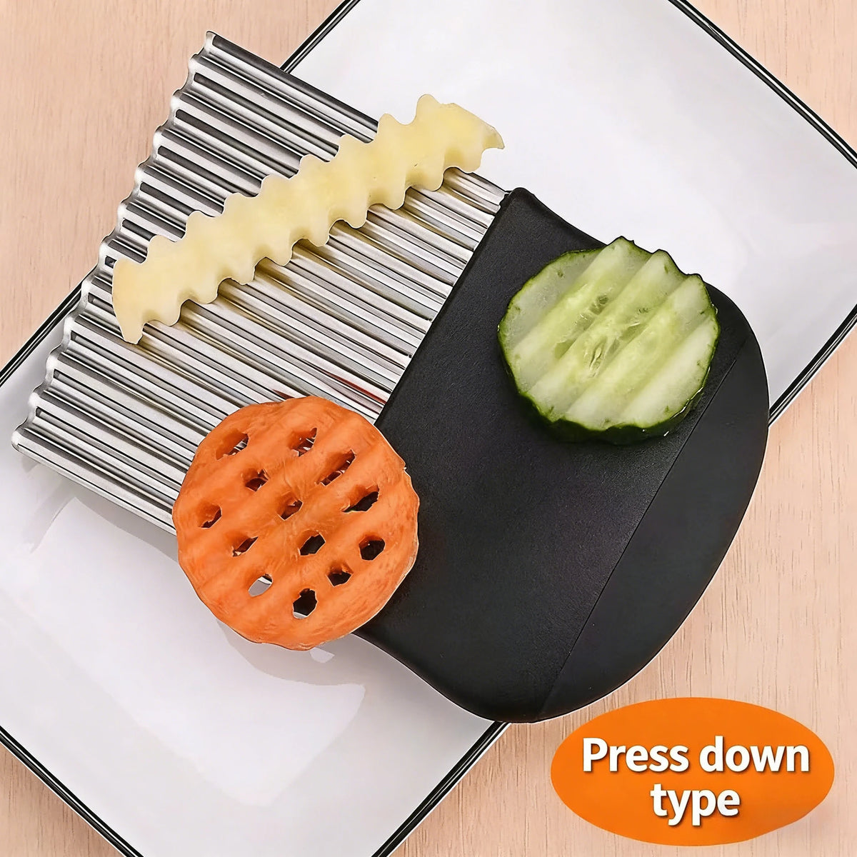 Stainless Steel Crinkle Cutter – Wavy Potato & Veggie Slicer Vegetable Crinkle Cutter Axl