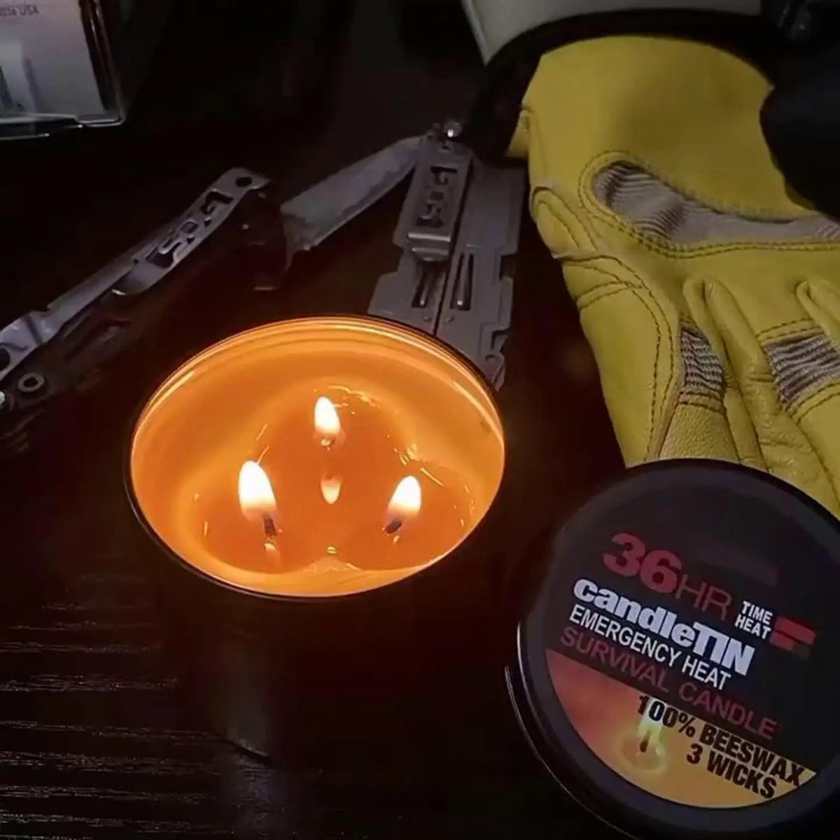 3-Wick Beeswax Survival Candle – 36-Hour Smokeless Jar Candle Emergency Jar Candle Axl