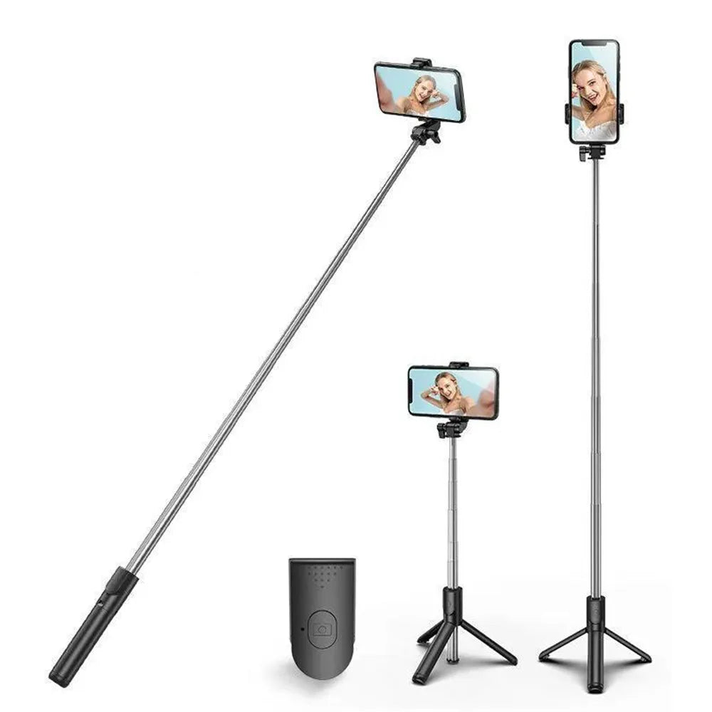 Selfie Stick with Fill Light & Live Streaming Phone Holder Selfie Stick Tripod Axl 1.7m-Black