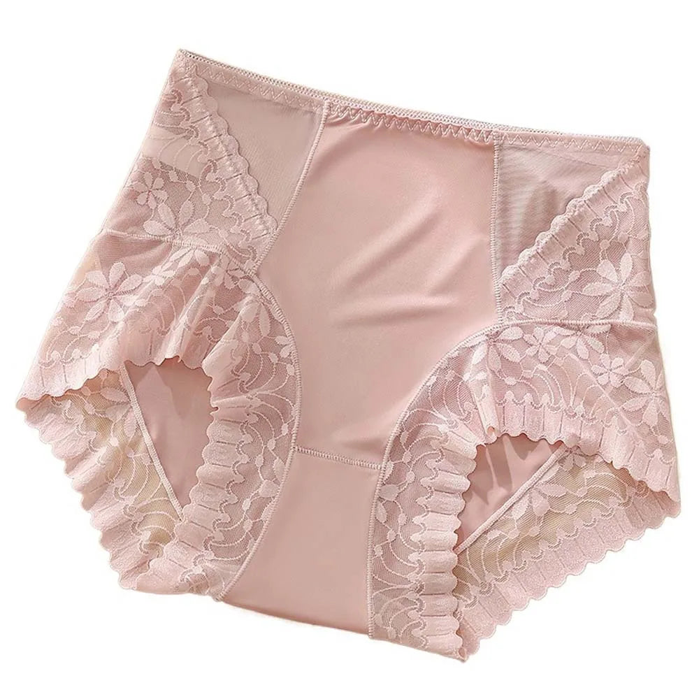 Women's Ice Silk High-Waist Lace Briefs | Smooth & Comfy Women's Silk Briefs Axl Pink M 1pc