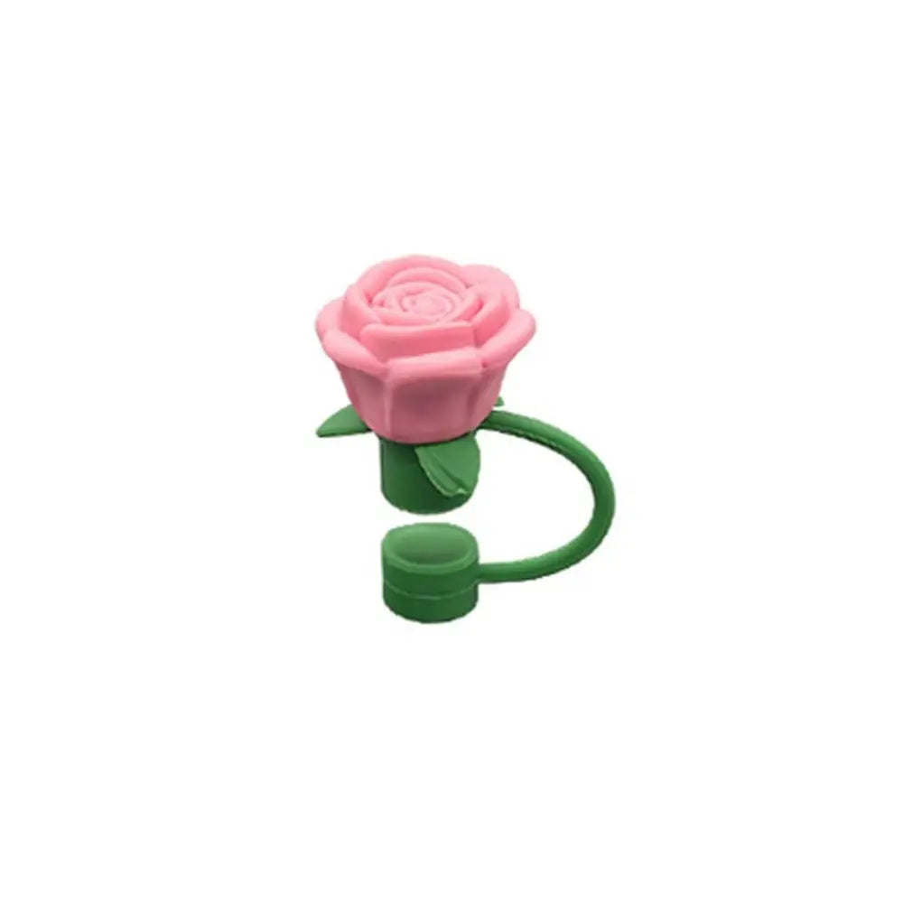 Rose Flower Silicone Straw Cover Cap – 10mm BPA-Free Topper Straw Cover Cap Axl