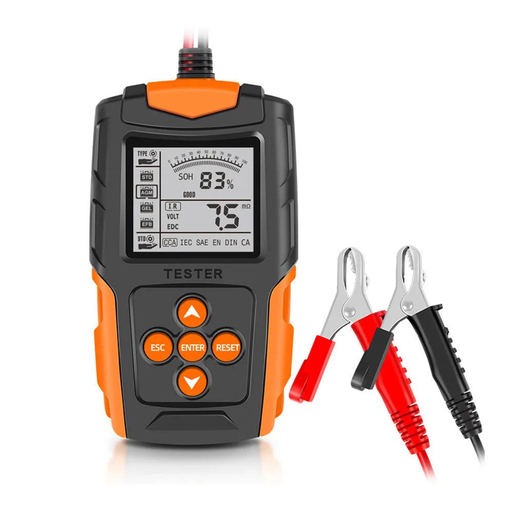Digital 12V 24V Car Battery Tester – SOH SOC CCA IR Analyzer Battery Analyzer Axl YELLOW