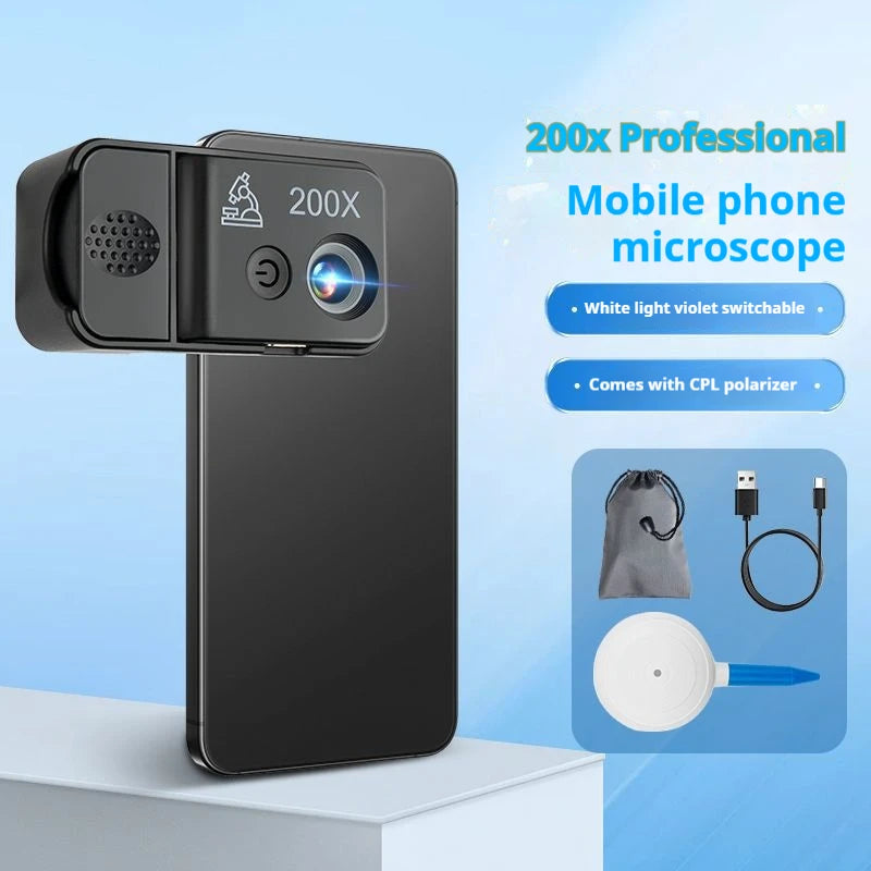 200X Portable Mobile Microscope – UV Purple Light & Rechargeable Mobile Microscope Axl