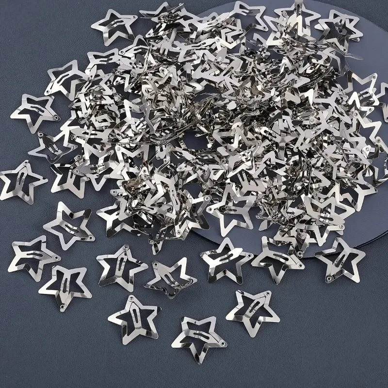 Silver Star Hair Clips – Metal Snap Barrettes for Girls & Women Hair Clip Barrettes Axl