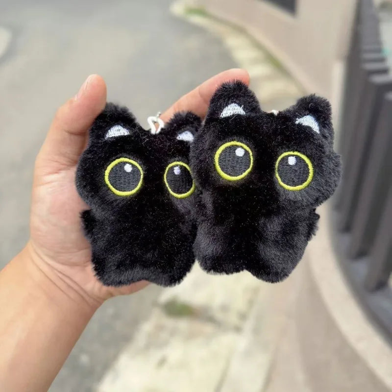 2-Pack Kawaii Plush Black Cat Keychain – Cute Bag Charm Gift Plush Keychain Charm Axl