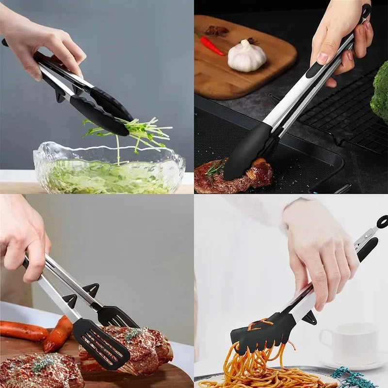 Silicone Kitchen Tongs – Non-Stick BBQ, Salad & Pasta Tongs Silicone Kitchen Tongs Axl