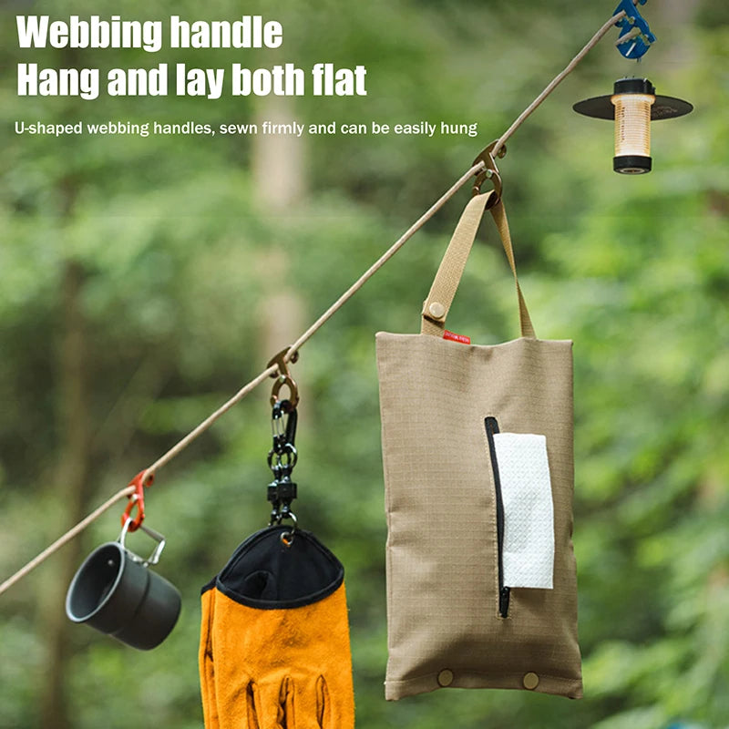 Hanging Napkin Holder – Portable Oxford Cloth Tissue Pouch Tissue Storage Pouch Axl