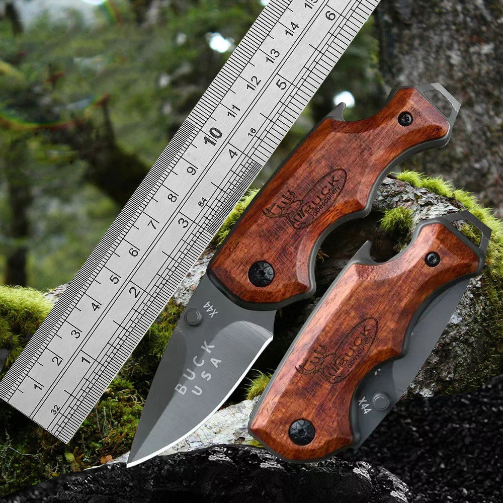 EDC Folding Knife – Stainless Steel Blade & Wood Handle EDC Folding Knife Axl
