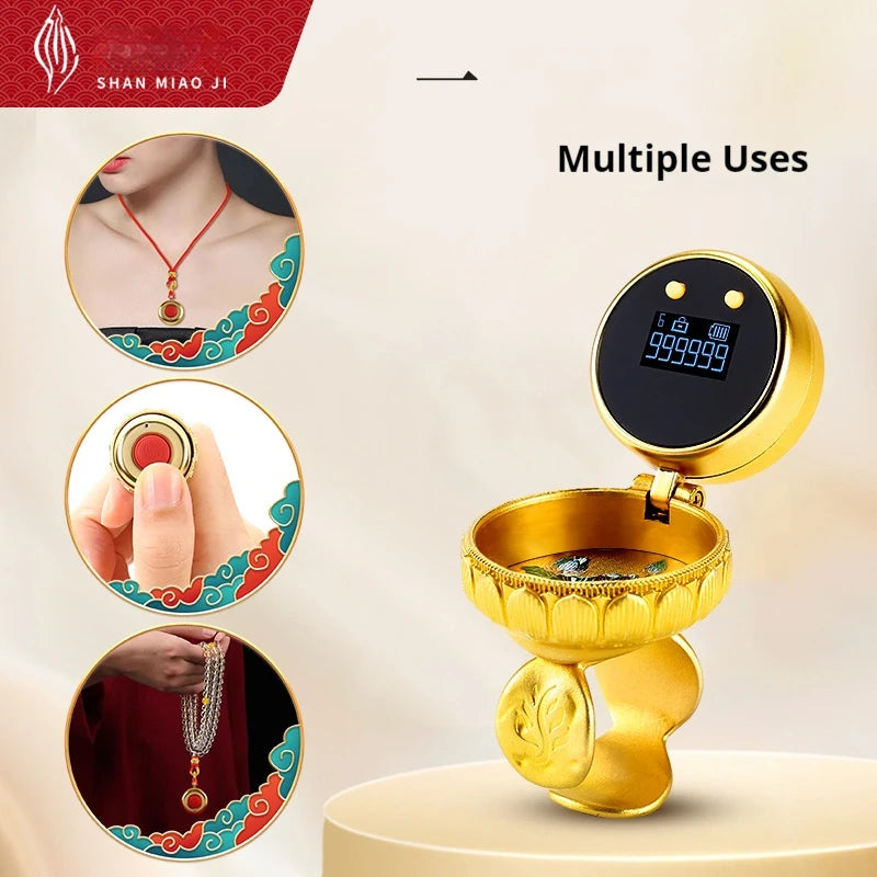 OLED Digital Gilded Ring Counter Pendant – Rechargeable Digital Counter Pendant Axl Gold