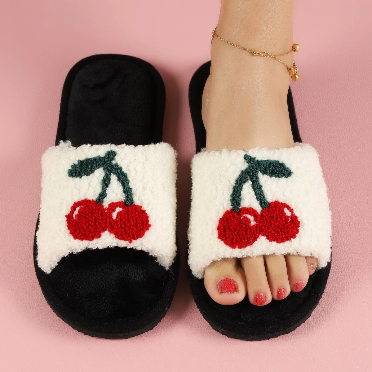 Women's Plush Open Toe Slippers – Cozy Furry Indoor House Shoes Women's Slippers Axl WHITE 36-37
