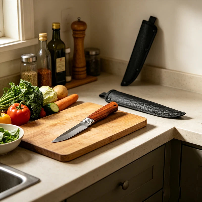 8" Stainless Steel Paring Knife – Multifunctional Wood Handle Kitchen Paring Knife Axl