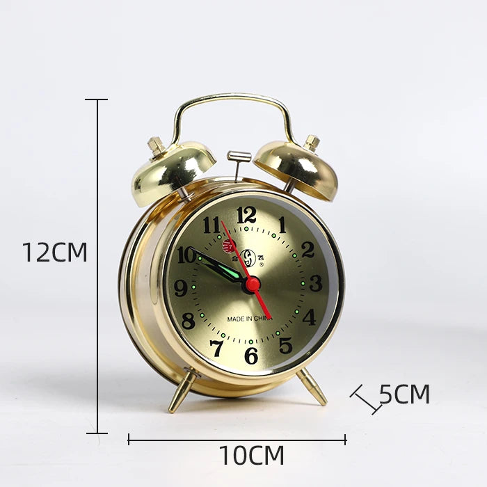 Vintage Mechanical Alarm Clock – Gold Retro Metal Desk Clock Mechanical Alarm Clock Axl A