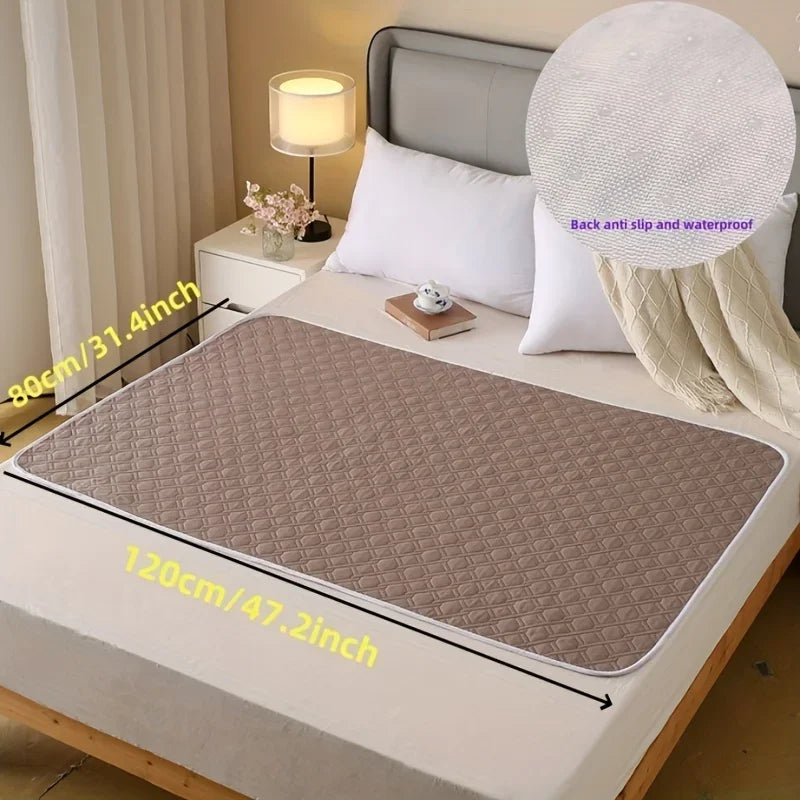 Washable Leak-Proof Bed Mats for Adults, Elderly & Pets Reusable Bed Mat Axl Brown-80x120cm