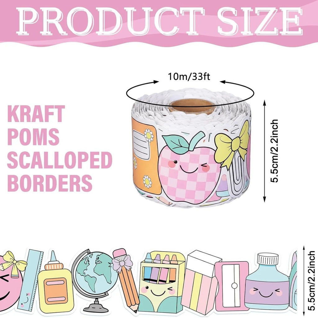 Self-Adhesive Bulletin Board Border Roll – Pink Stationery 10m/20m Bulletin Board Border Axl