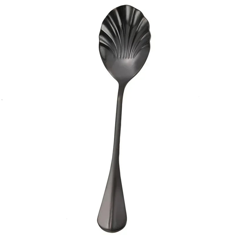 Shell Shape Stainless Steel Dessert Spoon – Rainbow Teaspoon Dessert Spoon Axl Black
