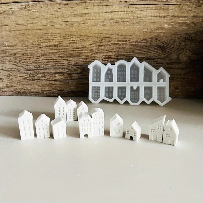 12-Hole 3D Nordic House Silicone Mold – Candle, Soap & Plaster Craft Silicone Mold Axl